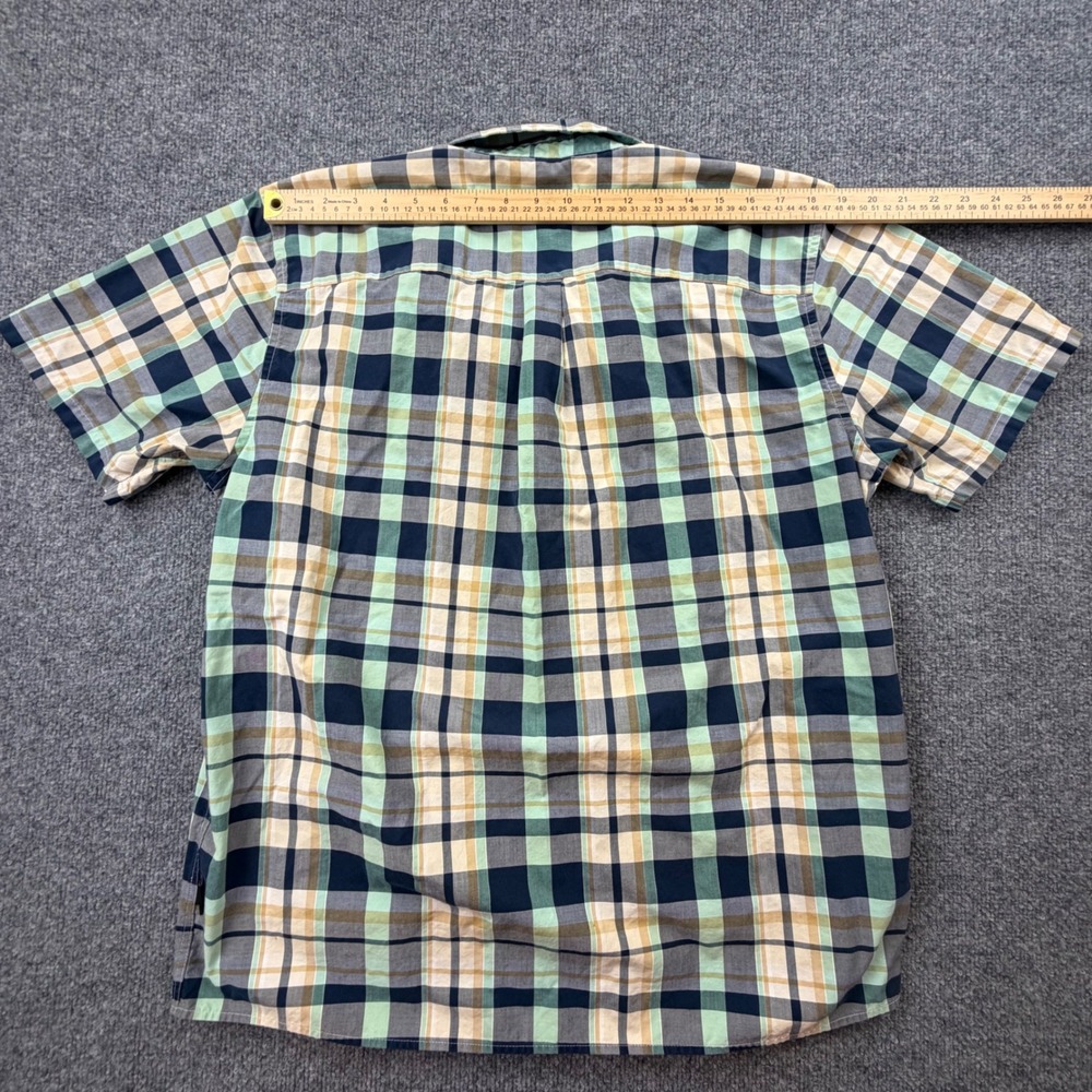 Patagonia Mens Large Plaid Button Front Shirt Green Blue Organic Cotton - Picture 8 of 9